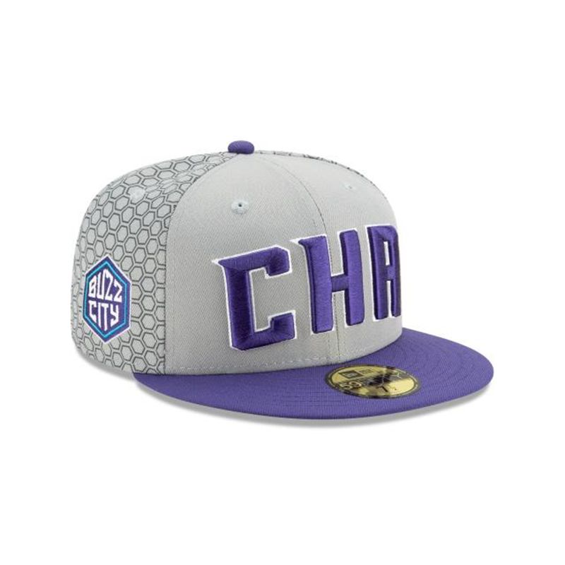 NBA Charlotte Hornets 2019 Authentics City Series 59Fifty Fitted (GQU0423) - Grey New Era Caps